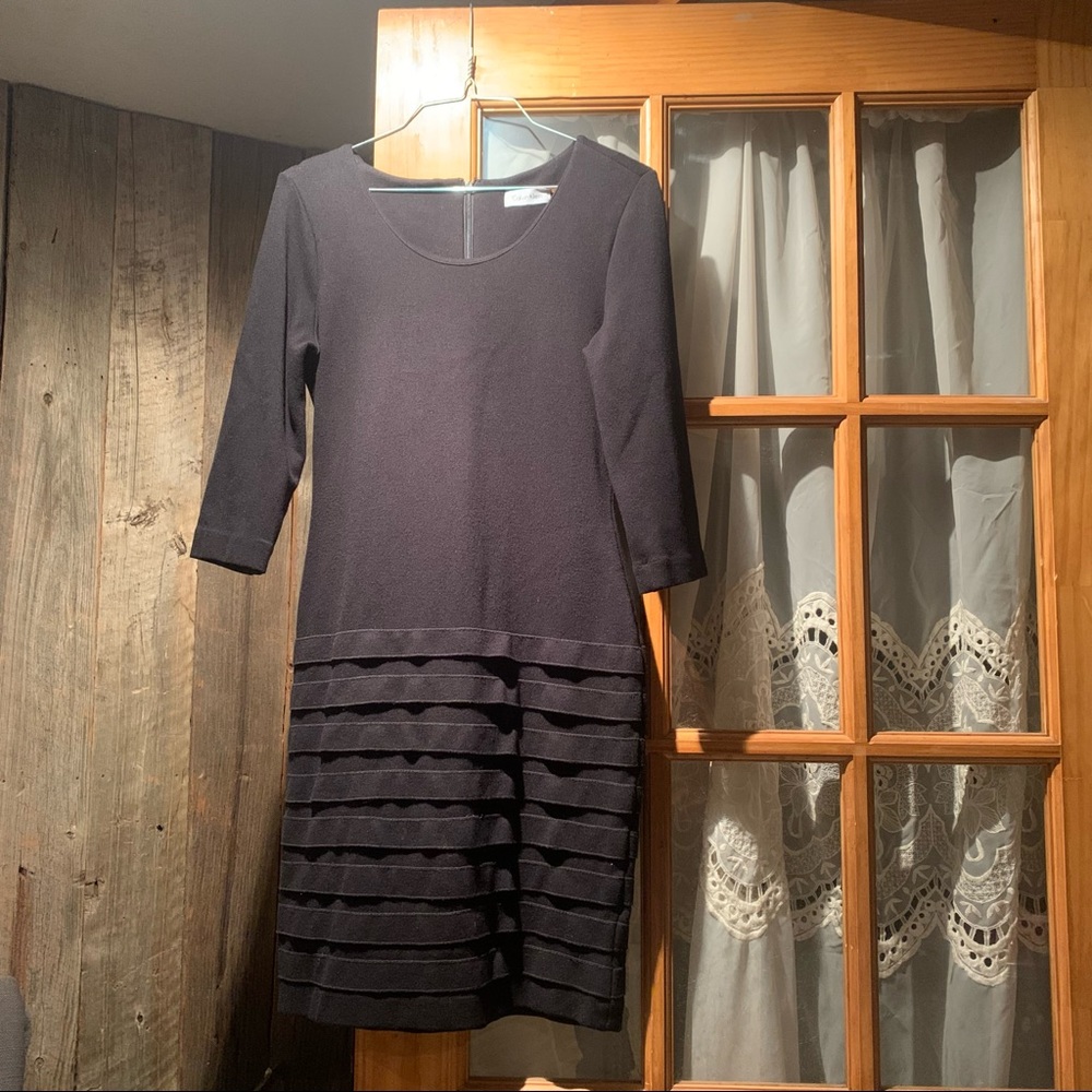 Calvin Klein Long Sleeve midi Black Dress